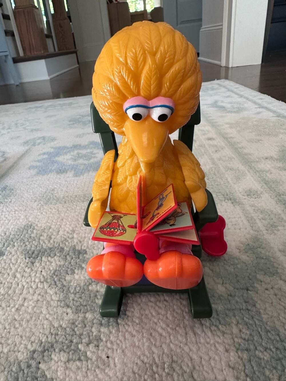 Vintage Illco Sesame Street Big Bird Wind-Up Rocking Chair Toy